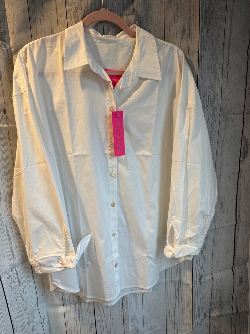 Lilly Pulitzer Lesia White Button Down Large NWT